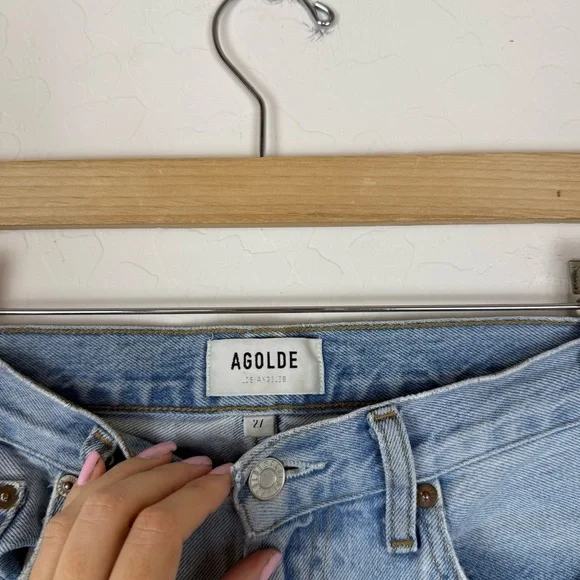 Agolde Light Blue Straight Leg Jeans - Picture 9 of 12